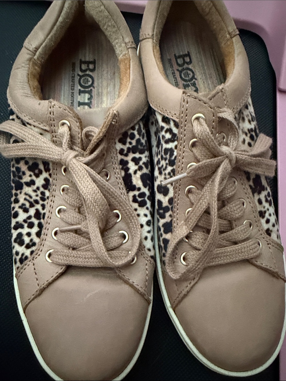 b.o.c. Taupe Sneakers with Leopard Print Panels